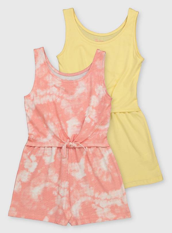 Buy Peach Tie Dye & Yellow Playsuit 2 Pack 8 years Multipacks Argos